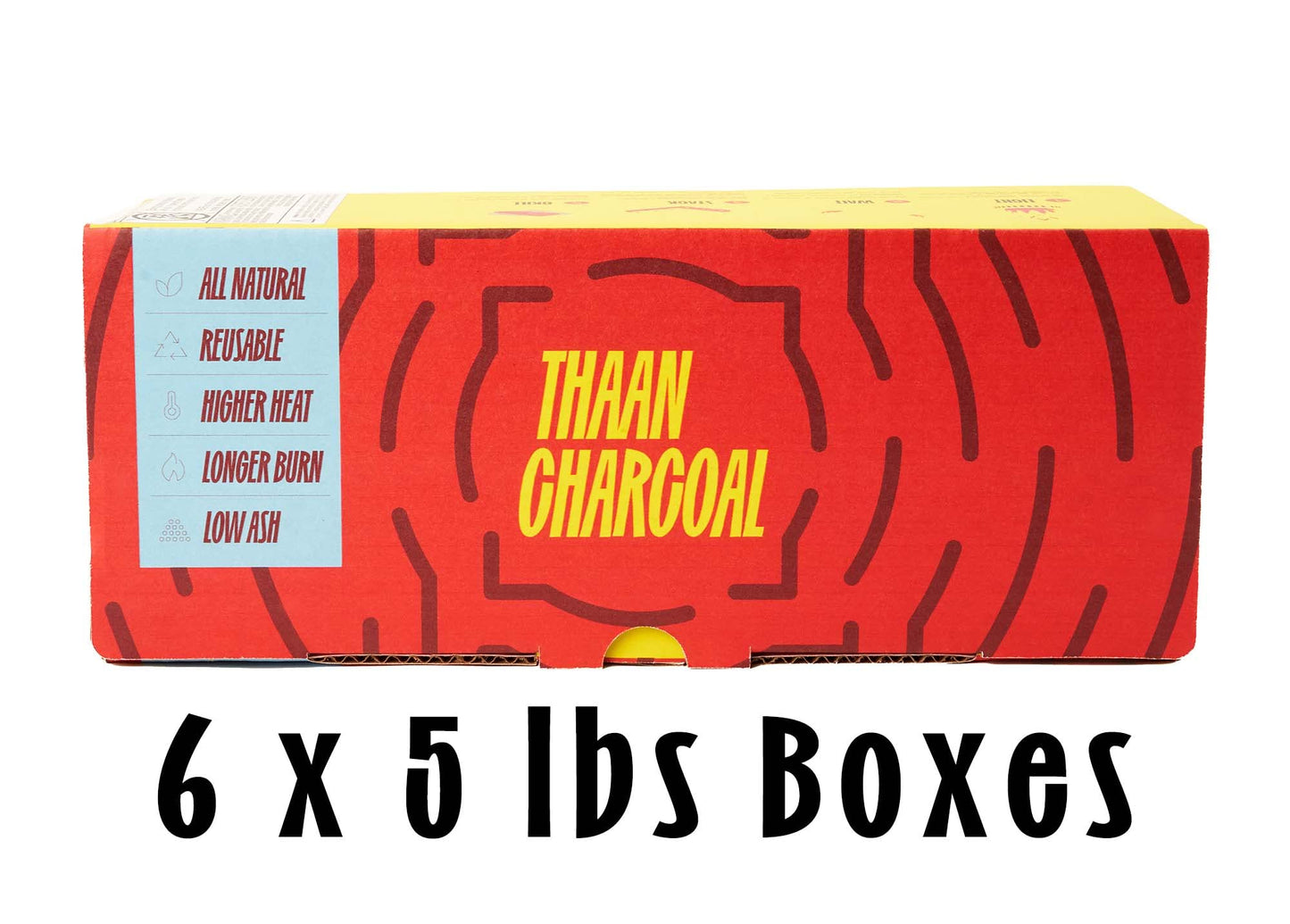 Thaan Charcoal, Chef's Choice Premium Grilling Charcoal, Log Style, 6 x 5lb