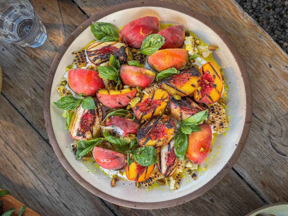 Peach and Corn Salad with Creamy Yogurt | Thaan Charcoal & Grill Recipe