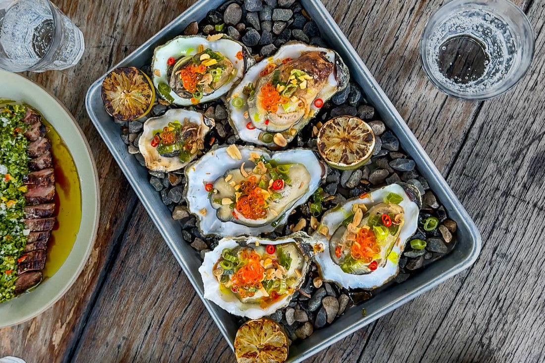 Vietnamese Grilled Oysters with Scallion Oil and Crispy Shallots | Thaan Charcoal & Grill Recipe