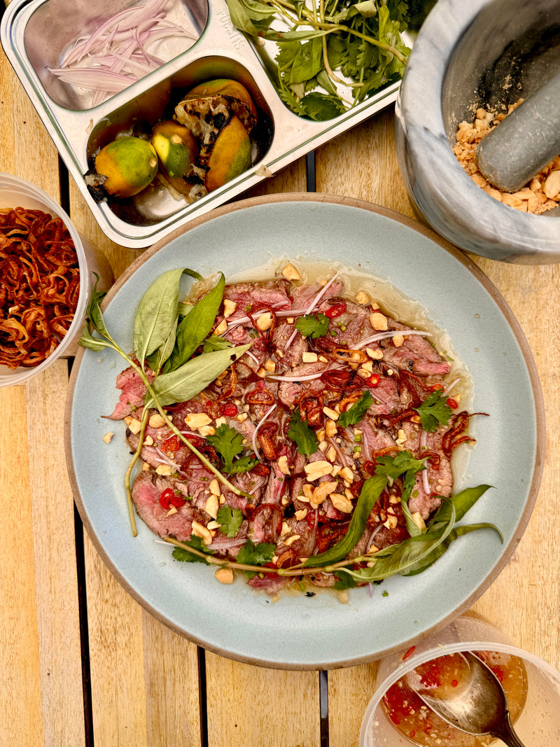 BÒ TÁI CHANH NƯỚNG | Beef Carpaccio Recipe | Thaan Charcoal
